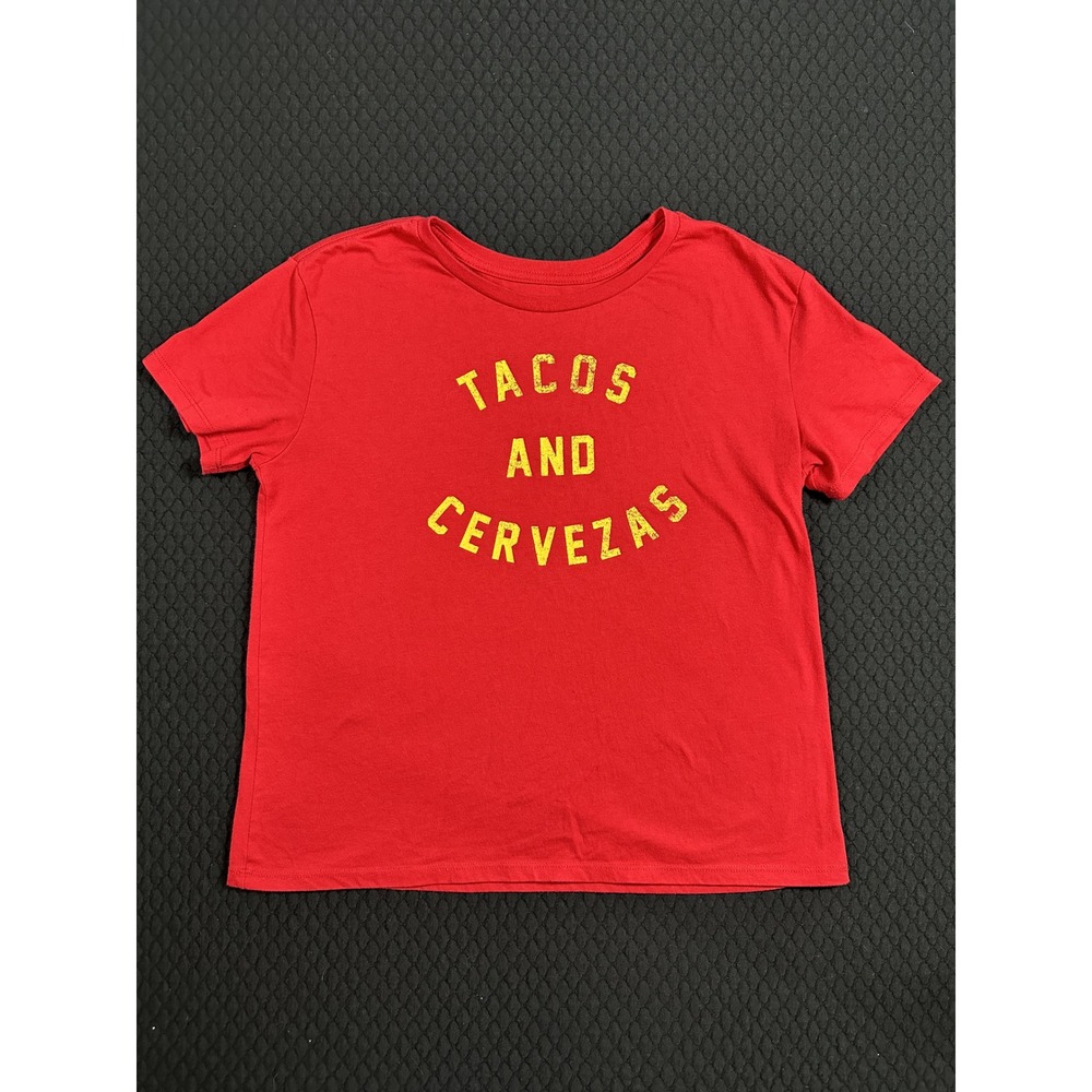 Fifth Sun Tacos and Cervezas Graphic T Shirt Women Large Red